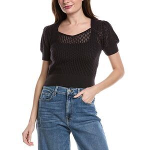 7 For All Mankind Womens Open Knit Sweater, Black
